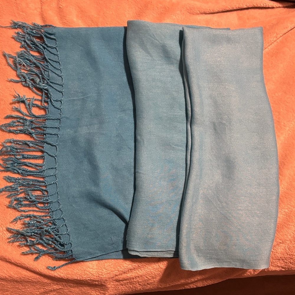 Turquoise 36x72 Ombré X-Large Scarf W Fringe